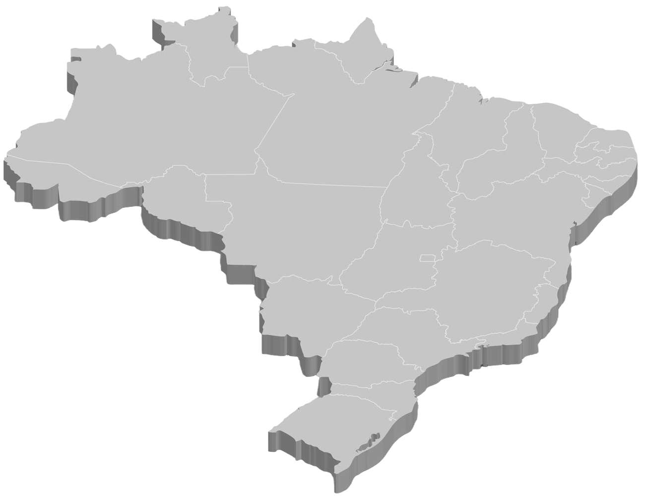 brazil 3d map with borders regions